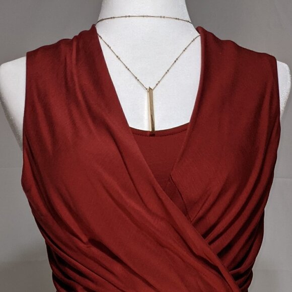 S WHBM Sleeveless Faux Wrap Burnt Orange Perfect Dress NWT - Picture 8 of 15